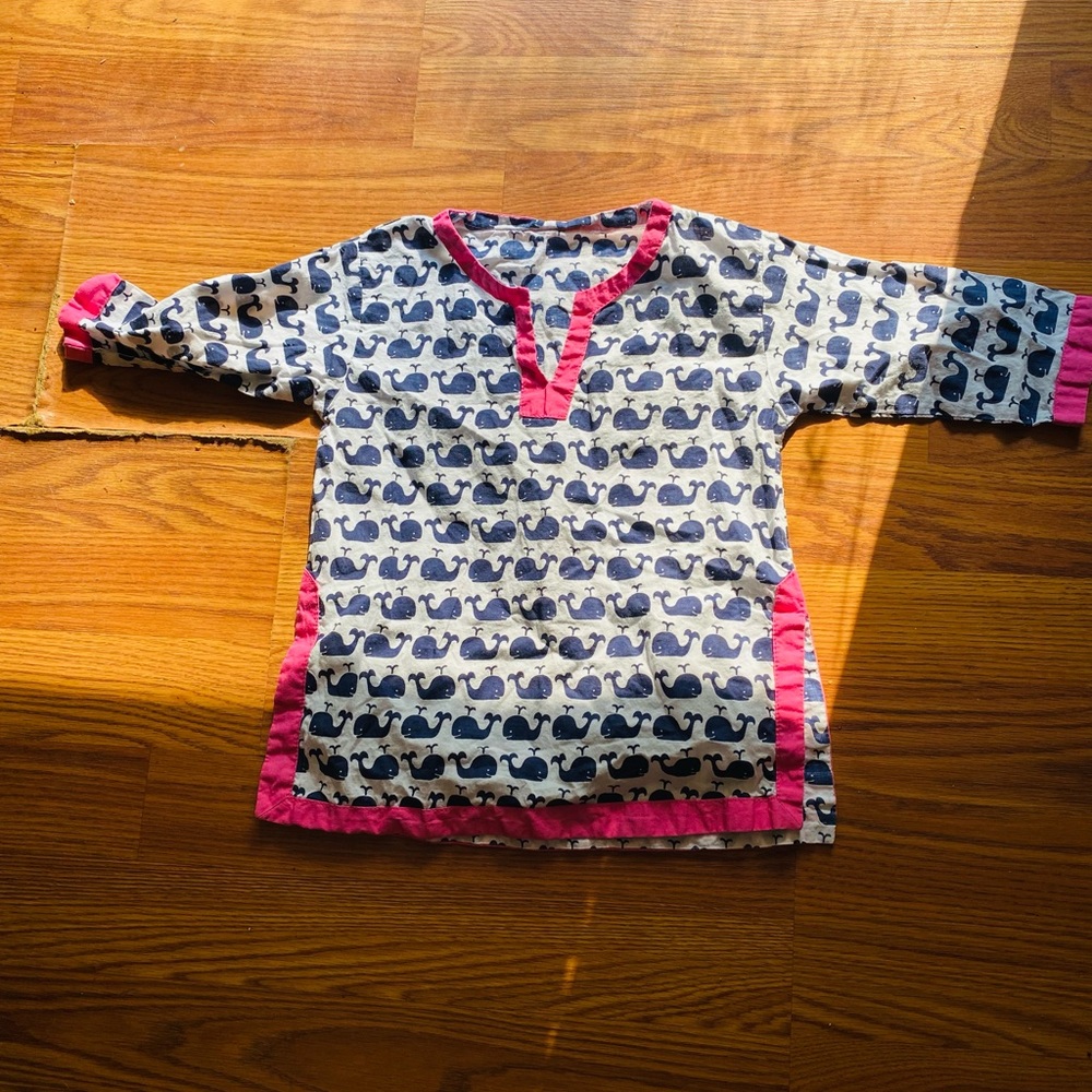 POTTERY BARN SIZE 3 6 PINK & BLUE WHALE COTTON INFANT GIRLS SWIMSUITS